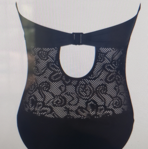 Black mesh underwired padded one piece bathing sui - Picture 2 of 3